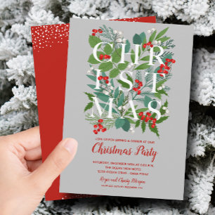 Elegant CHRISTMAS Greenery Party Invitations
