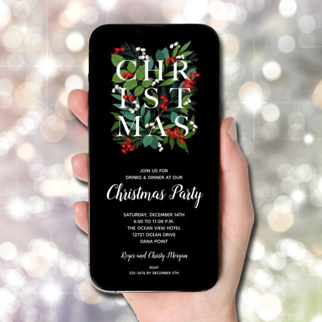 Elegant CHRISTMAS Greenery Party Invitations (Elegant CHRISTMAS Greenery Party Invitations - INSTANT DOWNLOAD and/or PRINTED.)