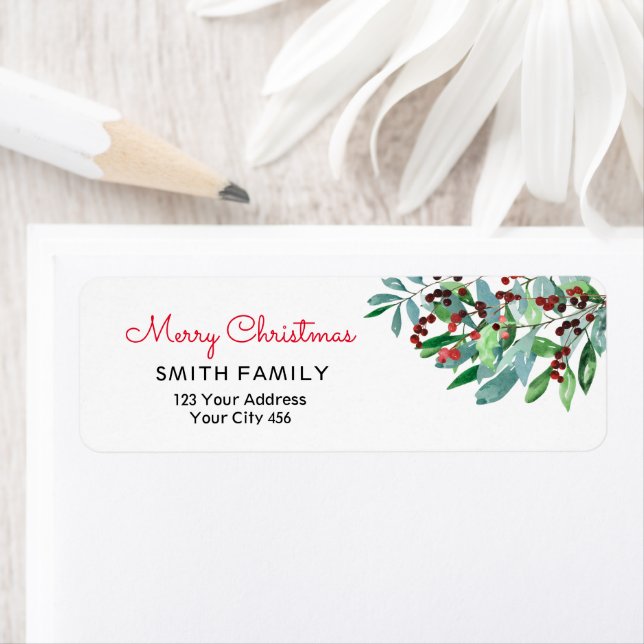 Elegant Christmas Greenery Return Address Label (Insitu)