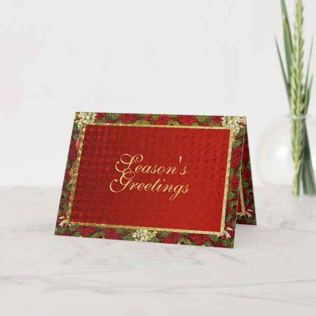 Elegant Christmas greeting traditional xmas Holiday Card (Front)