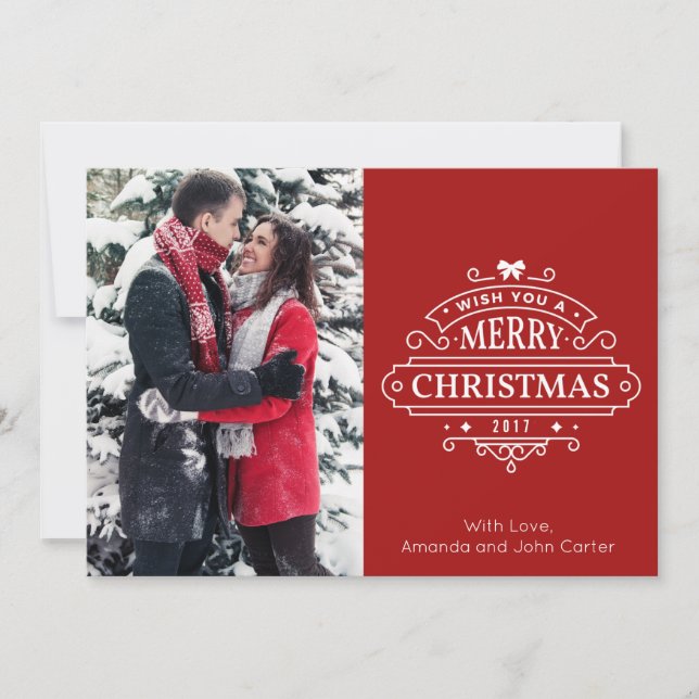 Elegant Christmas Greetings Vertical Photo Card (Front)