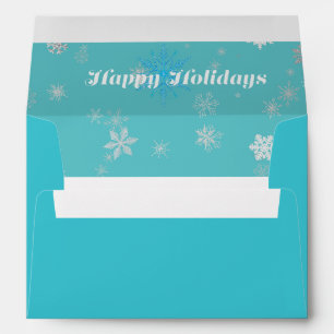 Elegant Christmas 'Happy Holidays' Turquoise Blue  Envelope