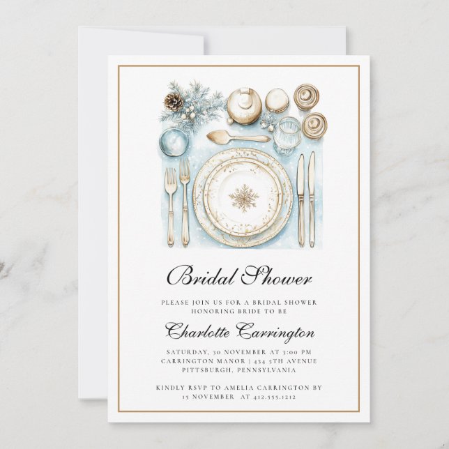Elegant Christmas Holiday Bridal Shower Invitation (Front)