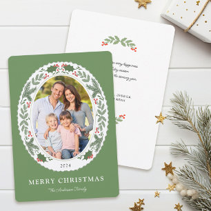 Elegant Christmas Holiday Greenery Message Photo