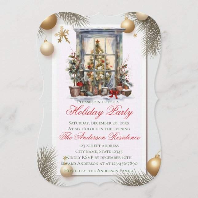 Elegant Christmas Holiday Invitation (Front)