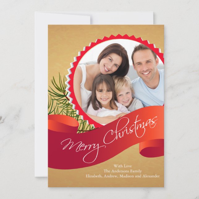 Elegant Christmas Holiday Photo Card (Front)