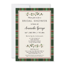 Elegant Christmas Holiday Plaid Bridal Shower