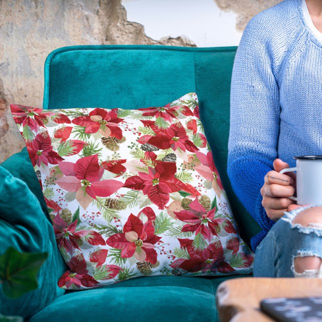 Elegant Christmas Holiday Poinsettia Pine Cone Cushion (Creator Uploaded)