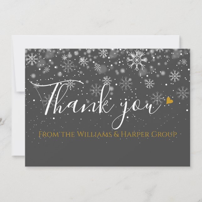 Elegant Christmas Holiday Snowflakes Thank You Card (Front)