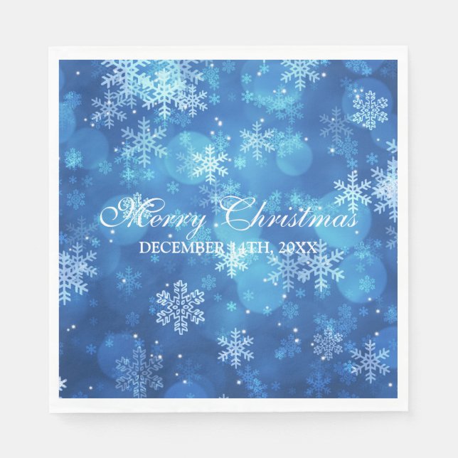 Elegant Christmas Holiday Sparkle Blue Napkin (Front)