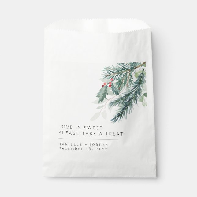 Elegant Christmas Holiday Wedding  Favour Bag (Front)