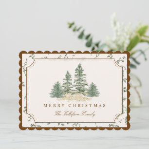 Elegant Christmas Holiday Woodland Trees Card