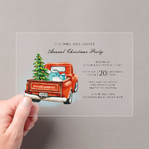 Elegant Christmas Holidays Family Party Acrylic Invitations