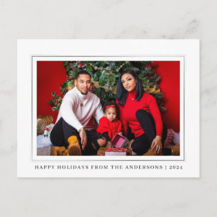 Elegant Christmas holidays Minimalist Family Photo Holiday Postcard