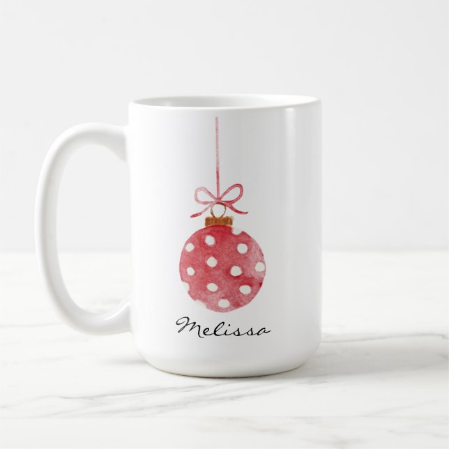 Elegant Christmas Holidays Personalised Name Coffee Mug (Left)