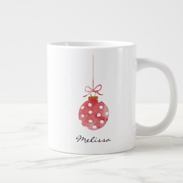 Elegant Christmas Holidays Personalised Name Large Coffee Mug (Right)