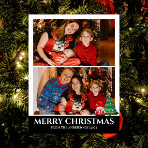 Elegant Christmas holidays Script Family 2 Photo Holiday Postcard