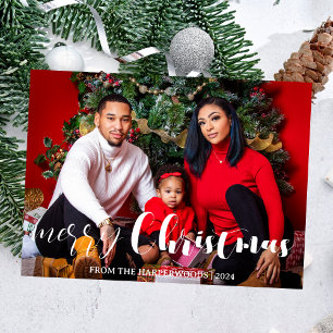 Elegant Christmas holidays Script Family One Photo Holiday Card