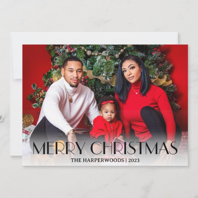 Elegant Christmas holidays Script Family One Photo Holiday Card (Front)