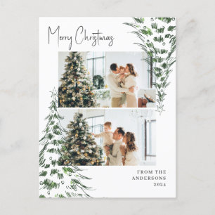 Elegant Christmas holidays Stylish Family 1 Photo Holiday Postcard