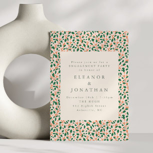 Elegant Christmas Holly Wedding Engagement Party Invitation