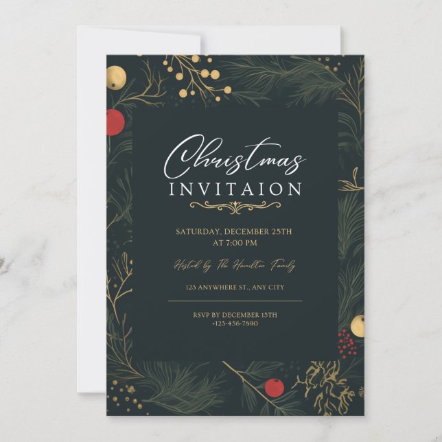 Elegant Christmas Invitation Card (Front)