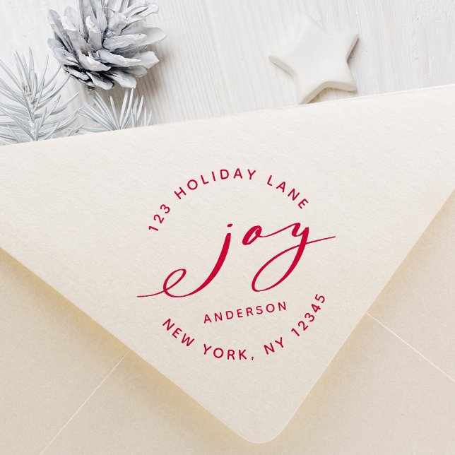 Elegant Christmas Joy Holiday Return Address Self-inking Stamp (Creator Uploaded)