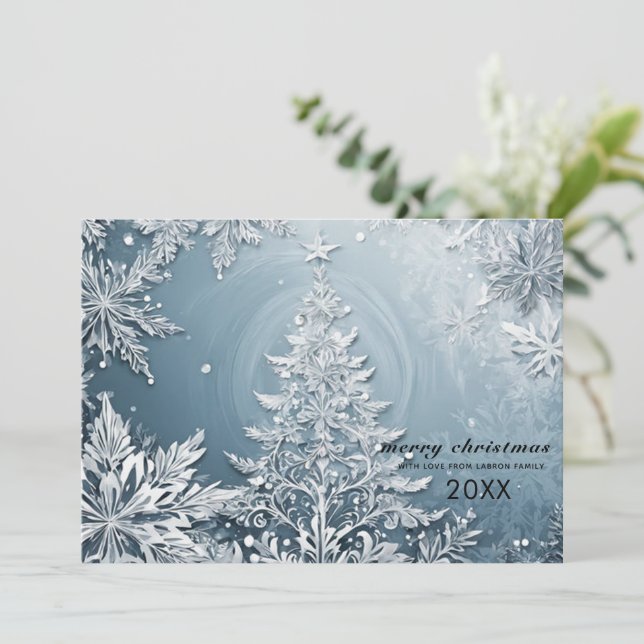 Elegant Christmas Landscape, Christmas Greeting Holiday Card (Standing Front)