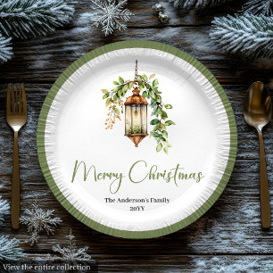 Elegant Christmas Lantern with Boho Florals Plate