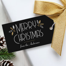 Elegant Christmas Leaves Custom Black White Gold