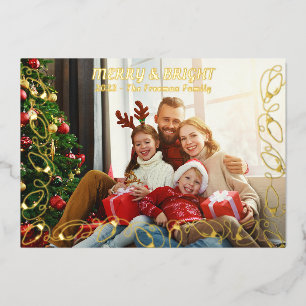 Elegant Christmas Lights One Photo Xmas Card