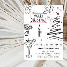 Elegant Christmas Line Art Party 