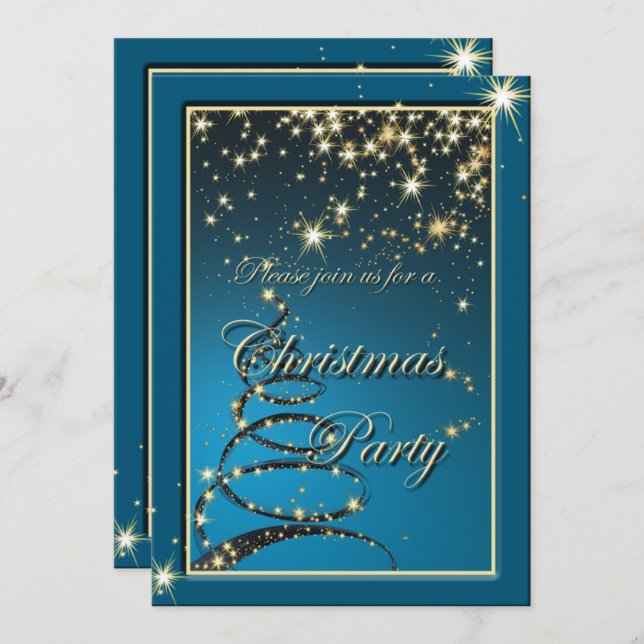 Elegant Christmas Magic Party Invite (Front/Back)