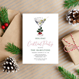 Elegant Christmas Martini Holiday Cocktail Party Invitation