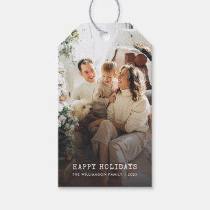 Elegant Christmas Minimalist Family Photo Gift Tags