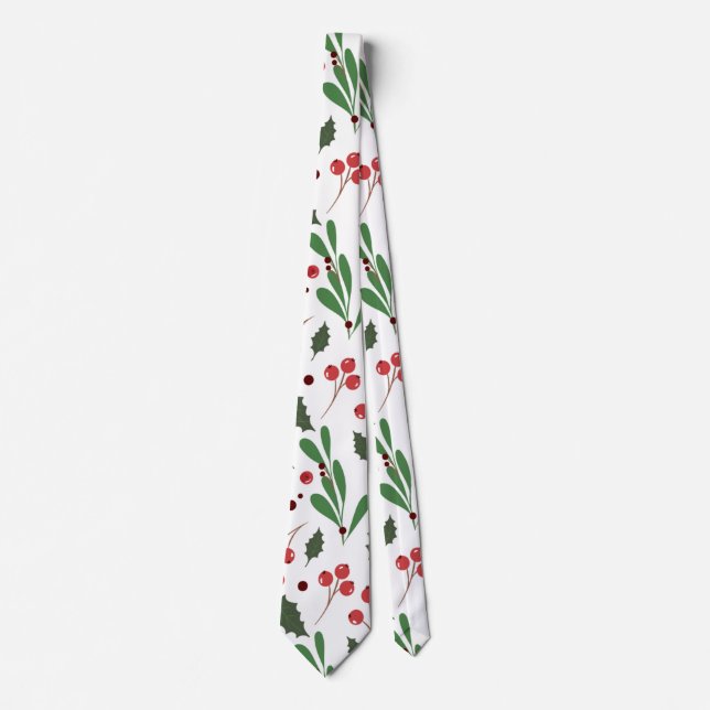 Elegant Christmas Mistletoe Pattern | Necktie (Front)