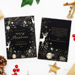 Elegant Christmas Modern Festive Winter Wonderland Holiday Card<br><div class="desc">Set against a striking black background, this eye-catching Elegant Christmas Modern Festive Winter Wonderland Holiday Card boasts luxurious holiday accents that immediately catch the eye. Every detail reflects a unique blend of elegance and contemporary flair, making it perfect for those who appreciate the finer things. Featuring refined gold calligraphy script...</div>