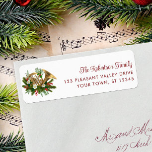 Elegant Christmas Music French Horn Return Address Return Address Label
