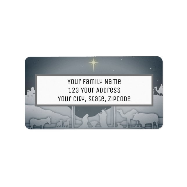 Elegant Christmas Nativity Star Of Bethlehem  Label (Front)