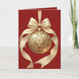 Elegant Christmas Ornament Beige and Brown Holiday Card