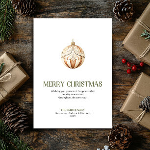 Elegant Christmas ornament Card Neutral Gold Minim