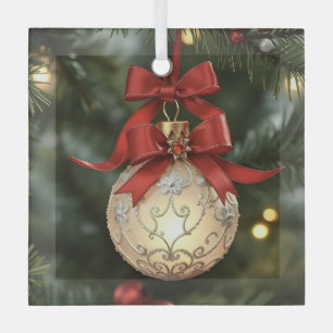 Elegant Christmas Ornament Collection with Red Bow