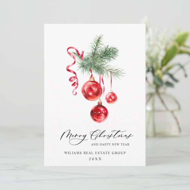 Elegant Christmas Ornament Corporate Greeting Holiday Card (Standing Front)