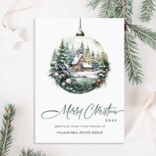 Elegant Christmas Ornament Corporate Greeting Holiday Card