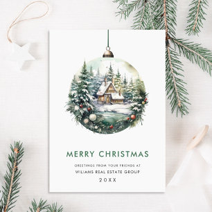 Elegant Christmas Ornament Corporate Greeting Holiday Card