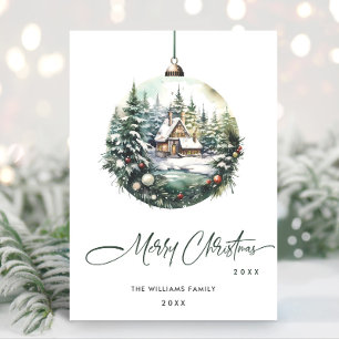 Elegant Christmas Ornament Corporate Greeting Holiday Card