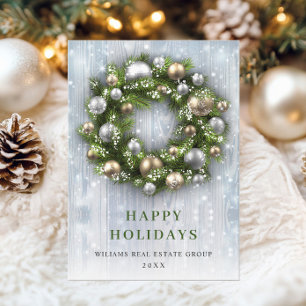 Elegant Christmas Ornament Corporate Greeting Holiday Card