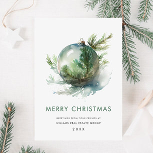 Elegant Christmas Ornament Corporate Greeting Holiday Card