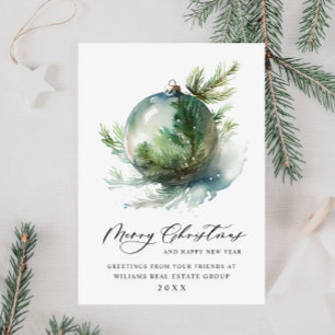 Elegant Christmas Ornament Corporate Greeting Holiday Card