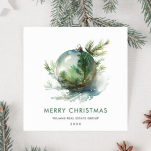 Elegant Christmas Ornament Corporate Greeting Holiday Card